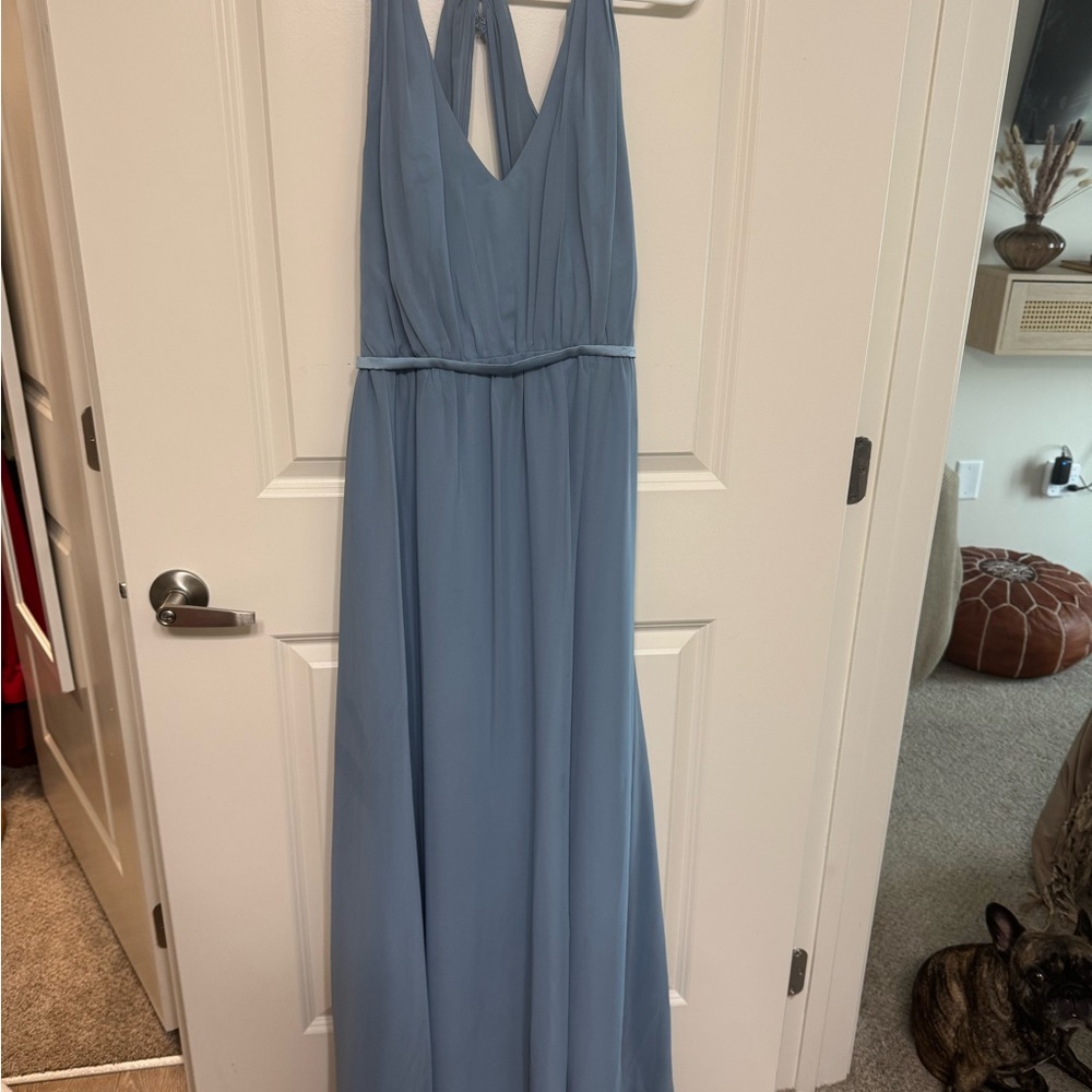 Alfred Angelo Light Blue Halter Maxi Dress